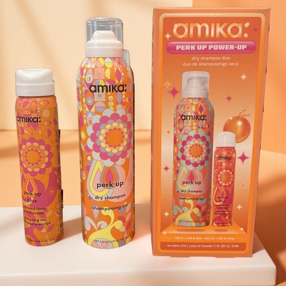 Amika Perk Up Power Up Dry Shampoo 5.3 oz and Dry Shampoo Plus 1.8 oz